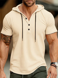 Men's Hoodie T-shirt with Button Closure – Mason-Khaki-S-State of Style