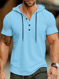 Men's Hoodie T-shirt with Button Closure – Mason-Light blue-S-State of Style