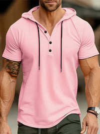 Men's Hoodie T-shirt with Button Closure – Mason-Pink-S-State of Style