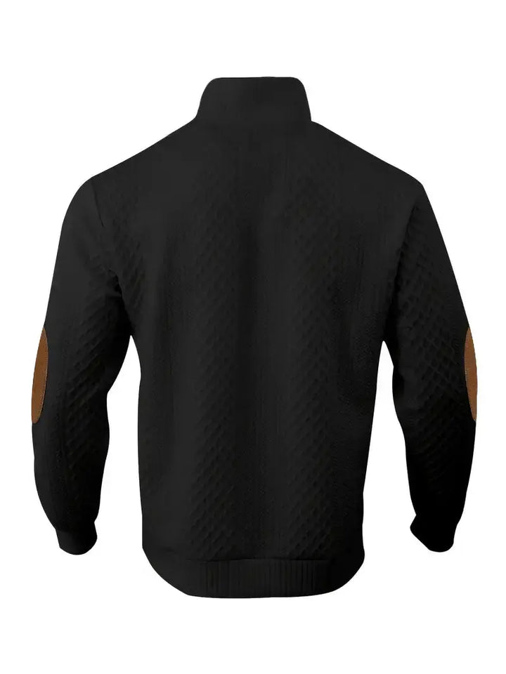 Men's Knitted Outdoor Jumper with Patches - Logan-Black-S-State of Style