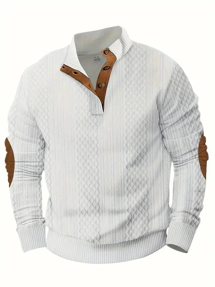 Men's Knitted Outdoor Jumper with Patches - Logan-White-S-State of Style