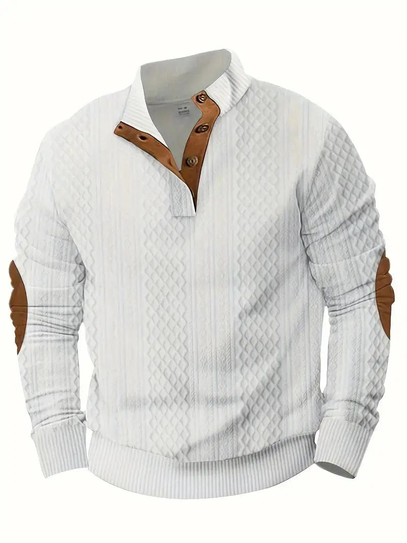 Men's Knitted Outdoor Jumper with Patches - Logan-White-S-State of Style