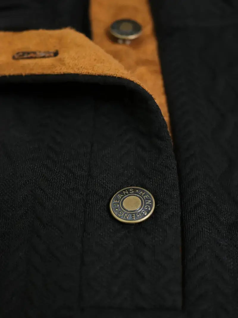 Men's Knitted Outdoor Sweater with Patches - Logan-Black-S-State of Style