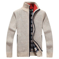 Men's Knitted Zipped Cardigan - Victor-Beige-M-State of Style