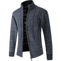 Men's Knitted Zipped Cardigan - Victor-Motif Dark Grey-M-State of Style