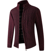 Men's Knitted Zipped Cardigan - Victor-Motif Red-M-State of Style