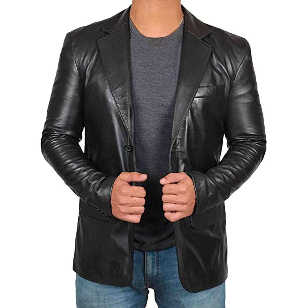Men's Leather Blazer – Leonardo-Black-S-State of Style