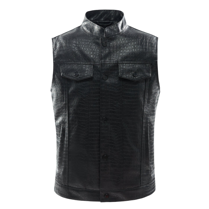 Men's Leather Vest - Viper-Black-S-State of Style