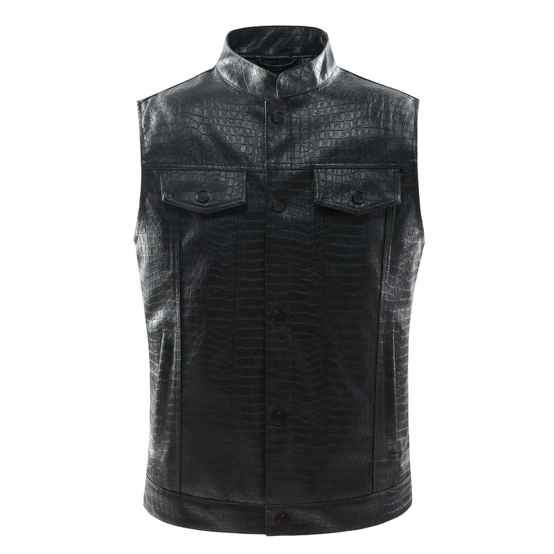 Men's Leather Vest - Viper-Black-S-State of Style
