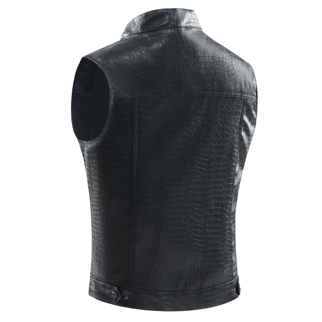 Men's Leather Vest - Viper-Black-S-State of Style