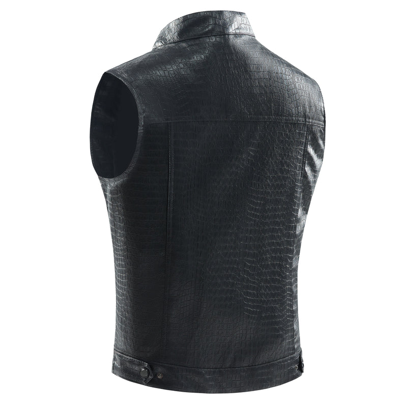 Men's Leather Vest - Viper-Black-S-State of Style