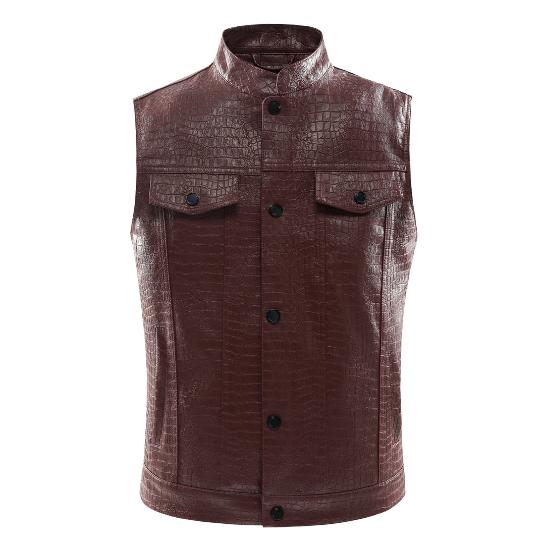 Men's Leather Vest - Viper-Black-S-State of Style