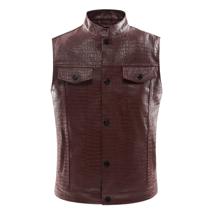 Men's Leather Vest - Viper-Black-S-State of Style