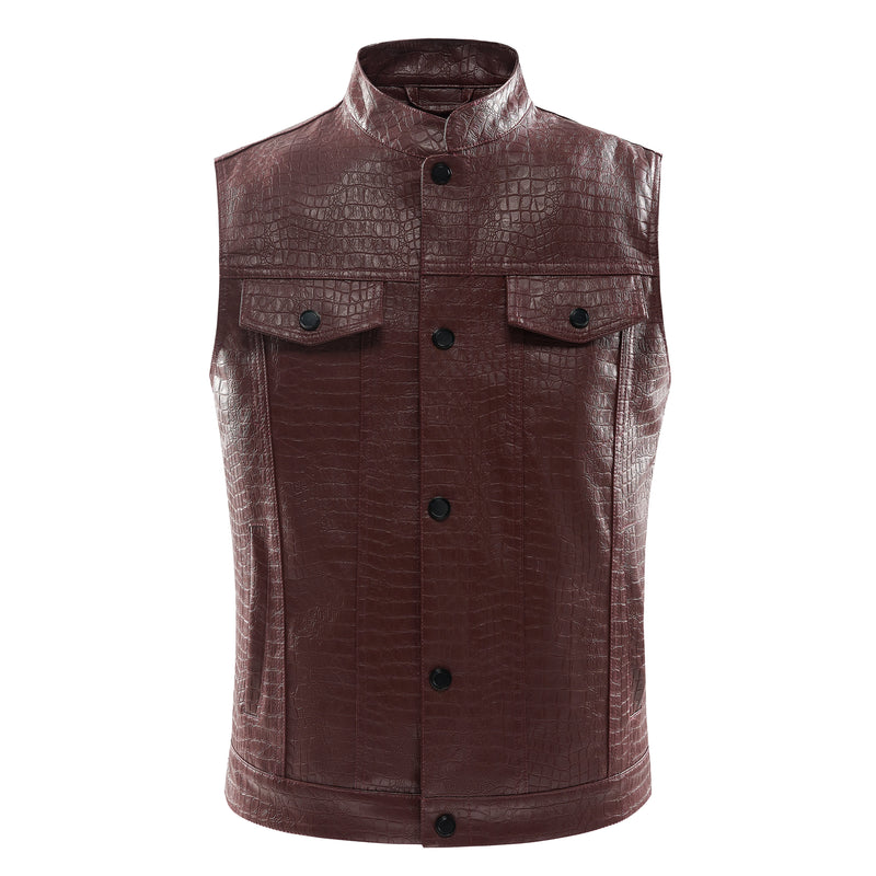 Men's Leather Vest - Viper-Black-S-State of Style