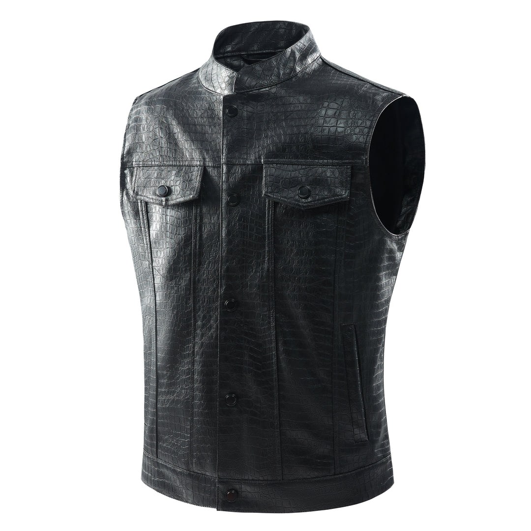 Men's Leather Vest - Viper-Black-S-State of Style