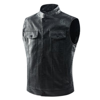 Men's Leather Vest - Viper-Black-S-State of Style