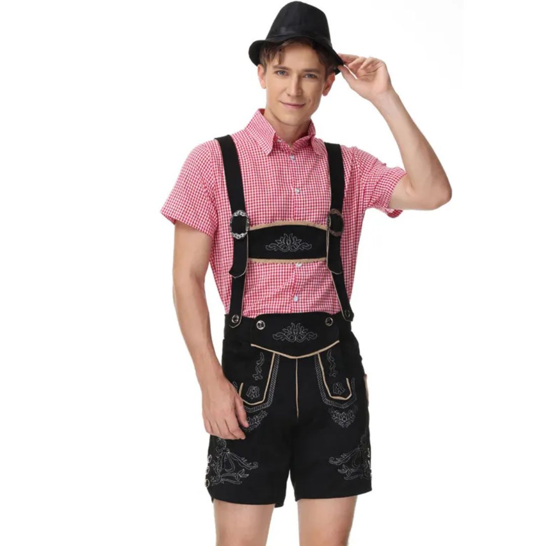 Men’s Lederhosen Daniel – Traditional Bavarian Oktoberfest Costume-Blue-M-State of Style