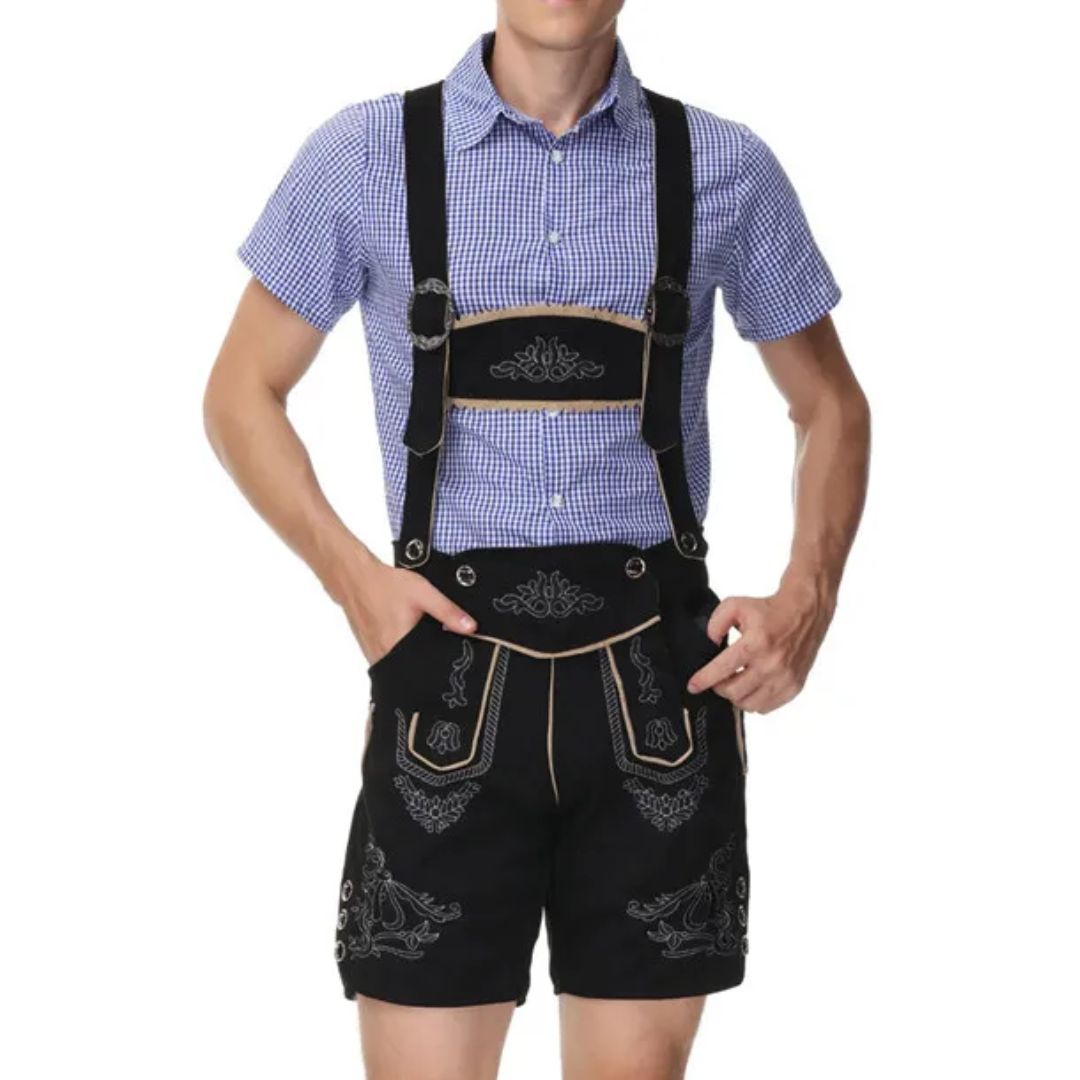 Men’s Lederhosen Daniel – Traditional Bavarian Oktoberfest Costume-Blue-M-State of Style
