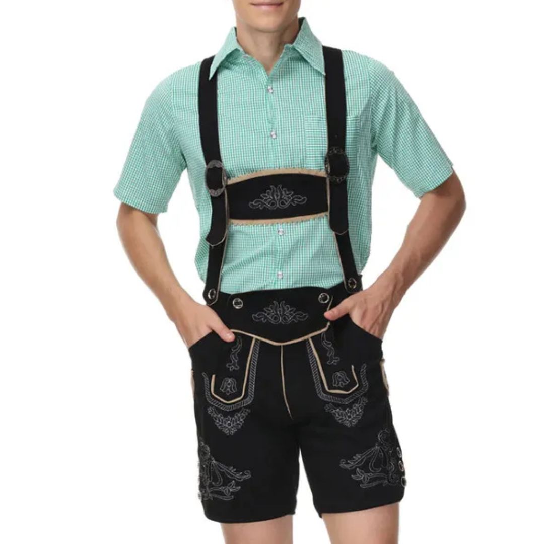 Men’s Lederhosen Daniel – Traditional Bavarian Oktoberfest Costume-Green-M-State of Style