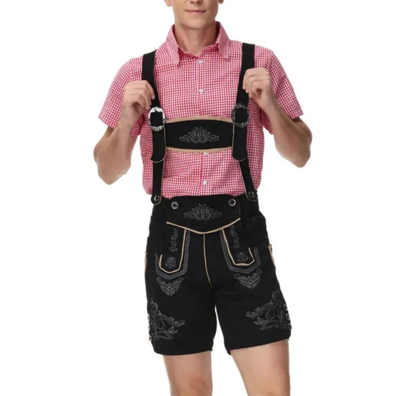 Men’s Lederhosen Daniel – Traditional Bavarian Oktoberfest Costume-Red-M-State of Style