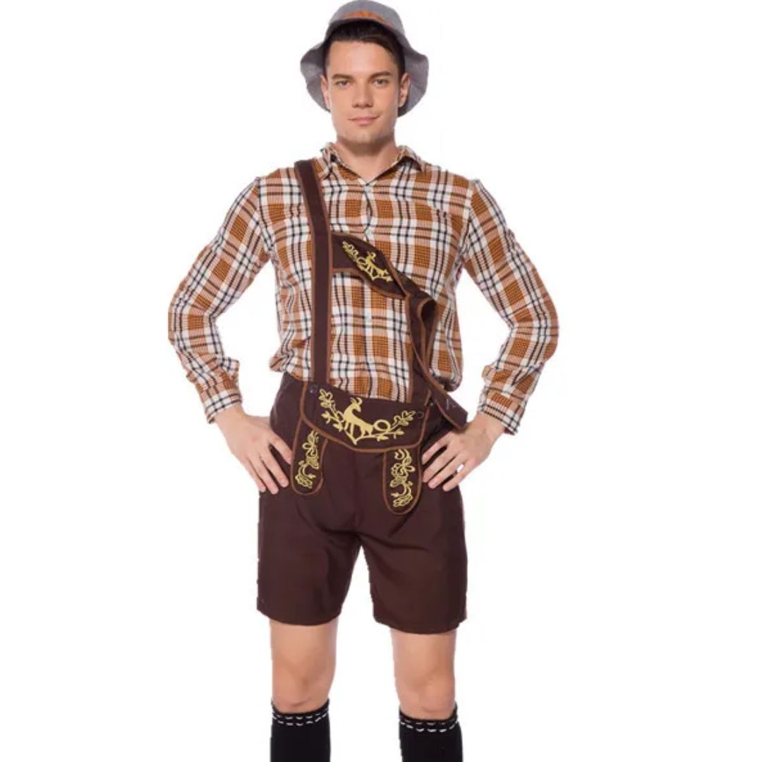 Men’s Lederhosen Eduardo – Traditional Bavarian Oktoberfest Outfit-M-State of Style