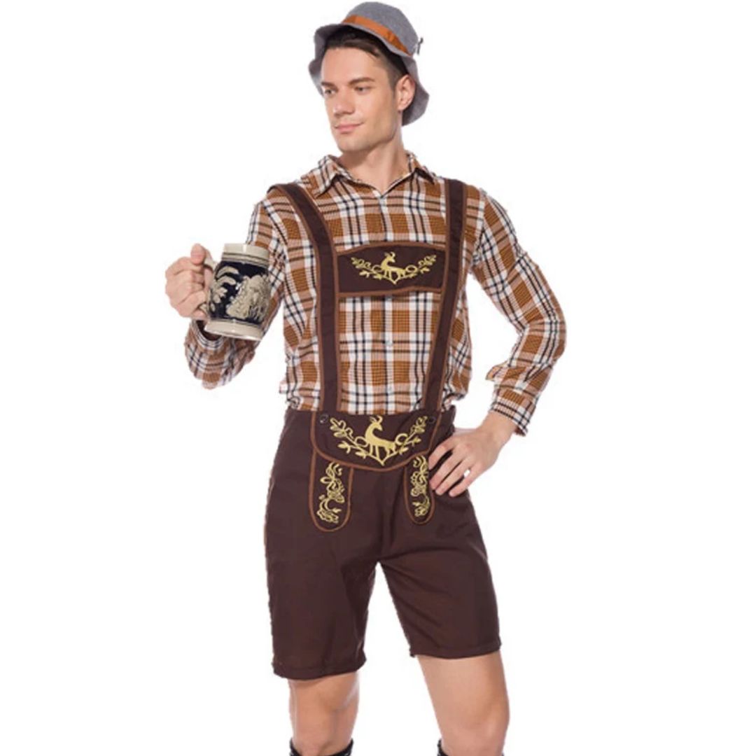 Men’s Lederhosen Eduardo – Traditional Bavarian Oktoberfest Outfit-M-State of Style