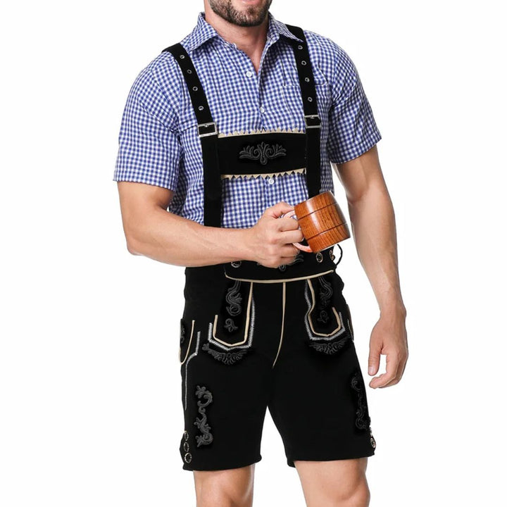 Men’s Lederhosen Gregory – Traditional Bavarian Oktoberfest Outfit-Black-M-State of Style