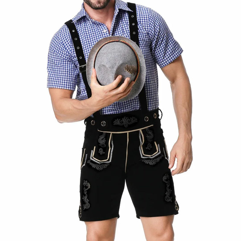 Men’s Lederhosen Gregory – Traditional Bavarian Oktoberfest Outfit-Black-M-State of Style