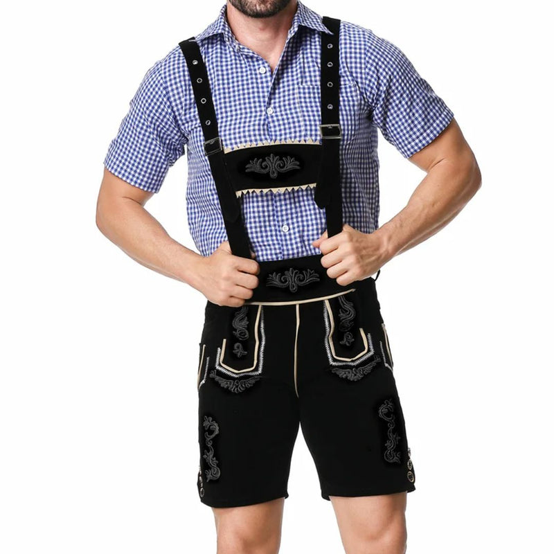 Men’s Lederhosen Gregory – Traditional Bavarian Oktoberfest Outfit-Black-M-State of Style