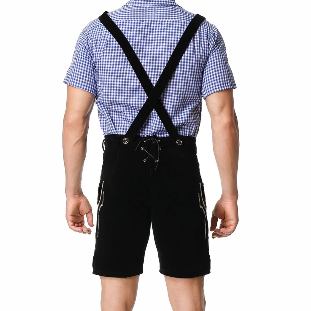 Men’s Lederhosen Gregory – Traditional Bavarian Oktoberfest Outfit-Black-M-State of Style