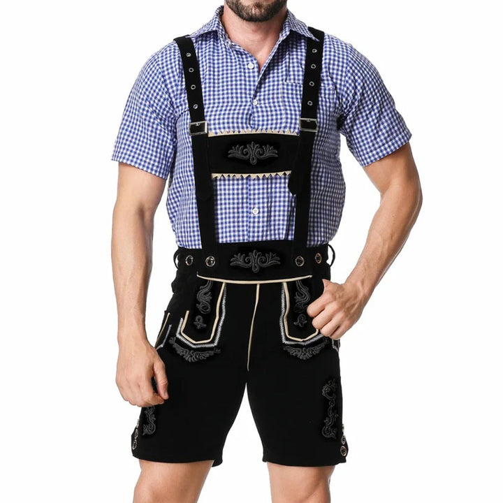 Men’s Lederhosen Gregory – Traditional Bavarian Oktoberfest Outfit-Black-M-State of Style