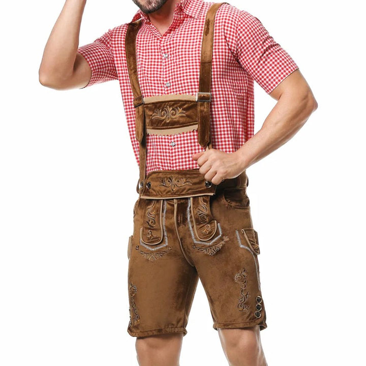 Men’s Lederhosen Gregory – Traditional Bavarian Oktoberfest Outfit-Brown-M-State of Style