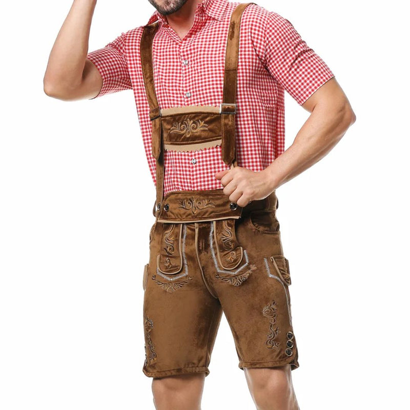 Men’s Lederhosen Gregory – Traditional Bavarian Oktoberfest Outfit-Brown-M-State of Style