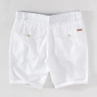 Men's linen-cotton summer shorts with button closure - Sandro-Black-S-State of Style