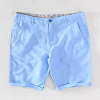 Men's linen-cotton summer shorts with button closure - Sandro-Light blue-S-State of Style