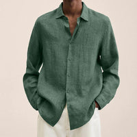 Men's linen shirt with long sleeves – Finn-Green-M-State of Style