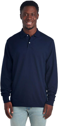 Men's Long Sleeve Polo Shirt - Mark-Navy Blue-S-State of Style