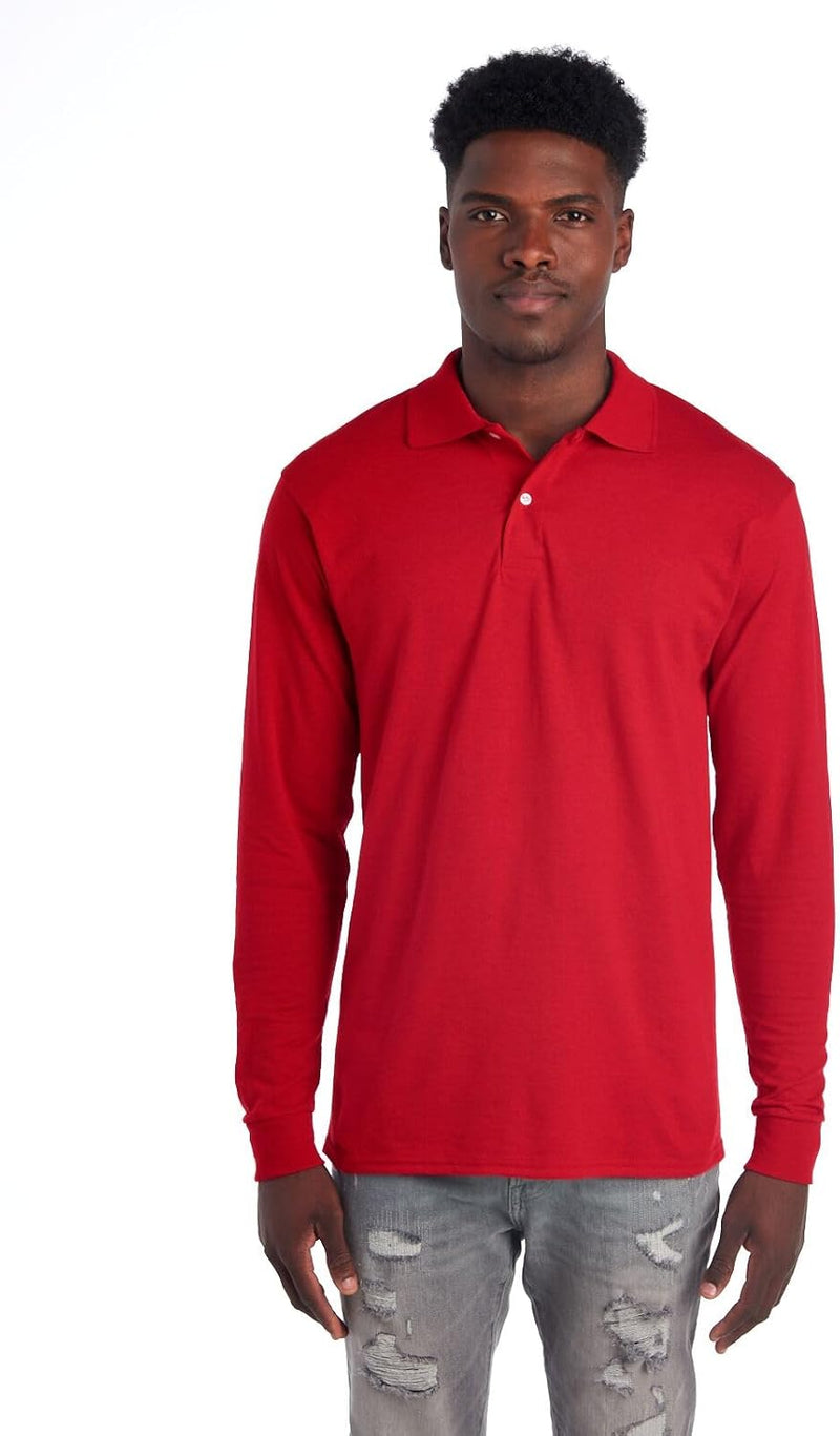 Men's Long Sleeve Polo Shirt - Mark-Red-S-State of Style