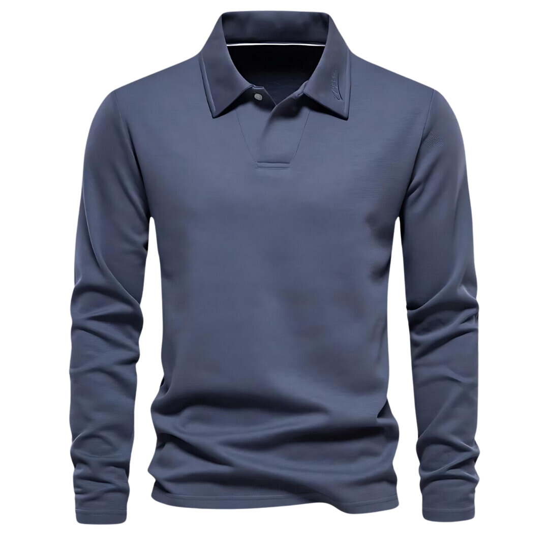 Men's Long Sleeve Polo Shirt - Vince-Blue-S-State of Style