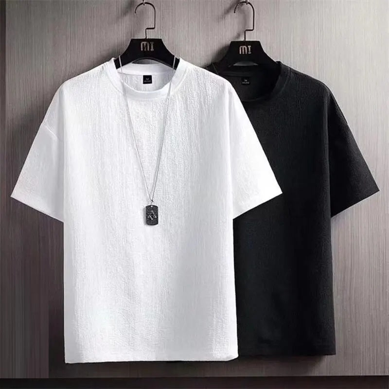 Men's Loose Fit Base Shirt in Plus Size-White-2XL-State of Style