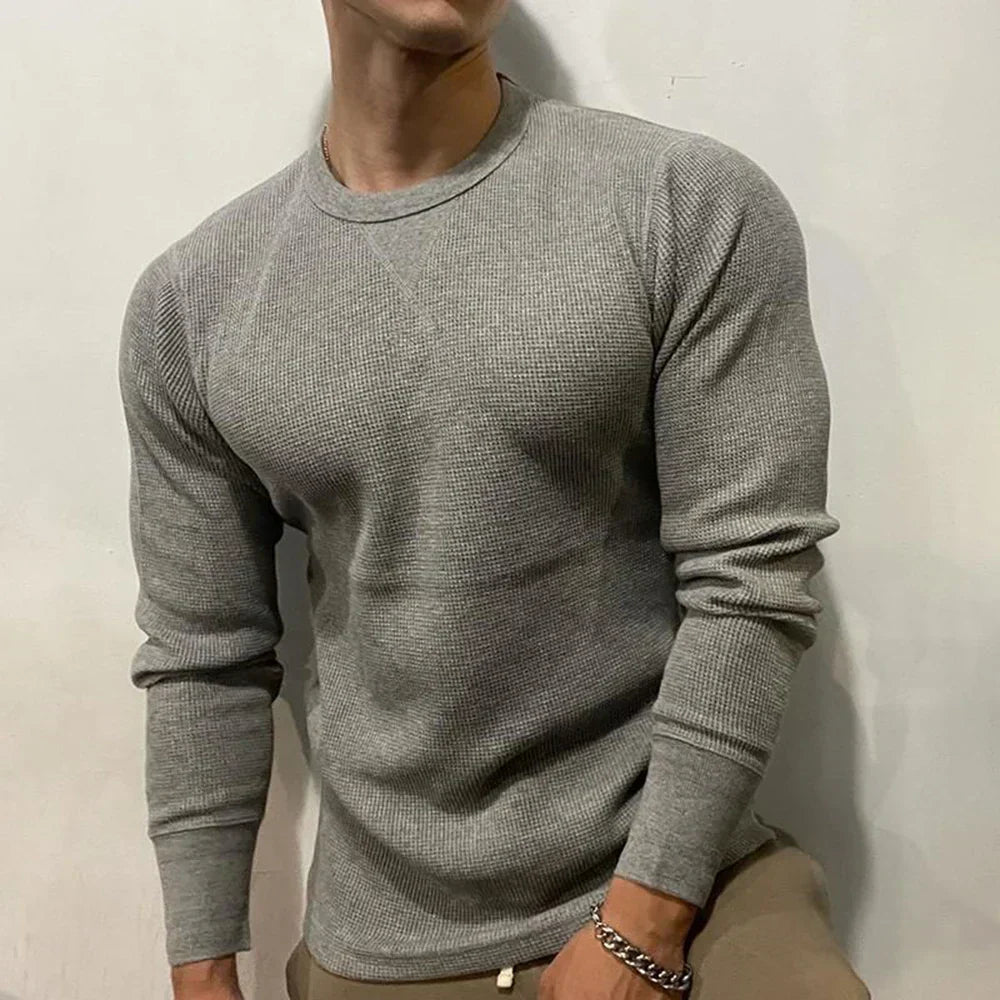 Men's Muscle Fit Autumn Sweater - Bravone-Grey-S-State of Style