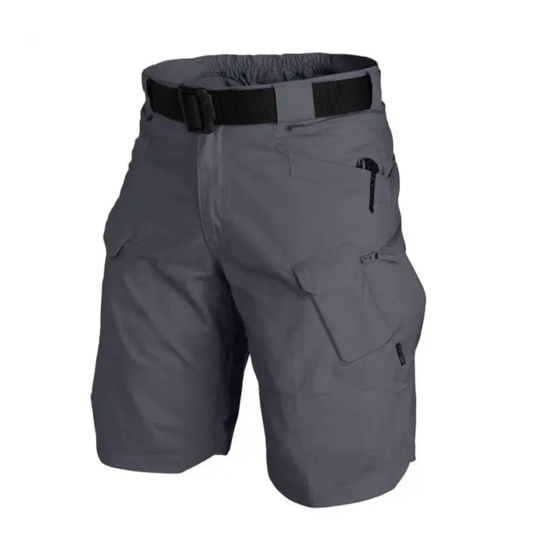 Men's outdoor shorts with 6 zip pockets - FlexTrek cargo shorts-Blue-S-State of Style