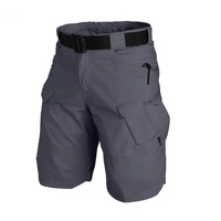 Men's outdoor shorts with 6 zip pockets - FlexTrek cargo shorts-Blue-S-State of Style