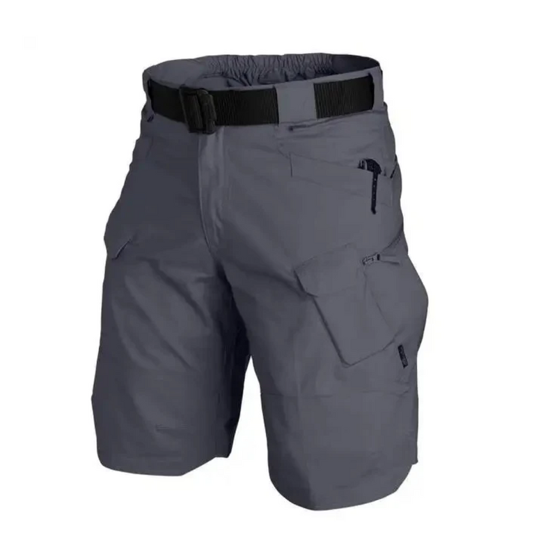 Men's outdoor shorts with 6 zip pockets - FlexTrek cargo shorts-Blue-S-State of Style