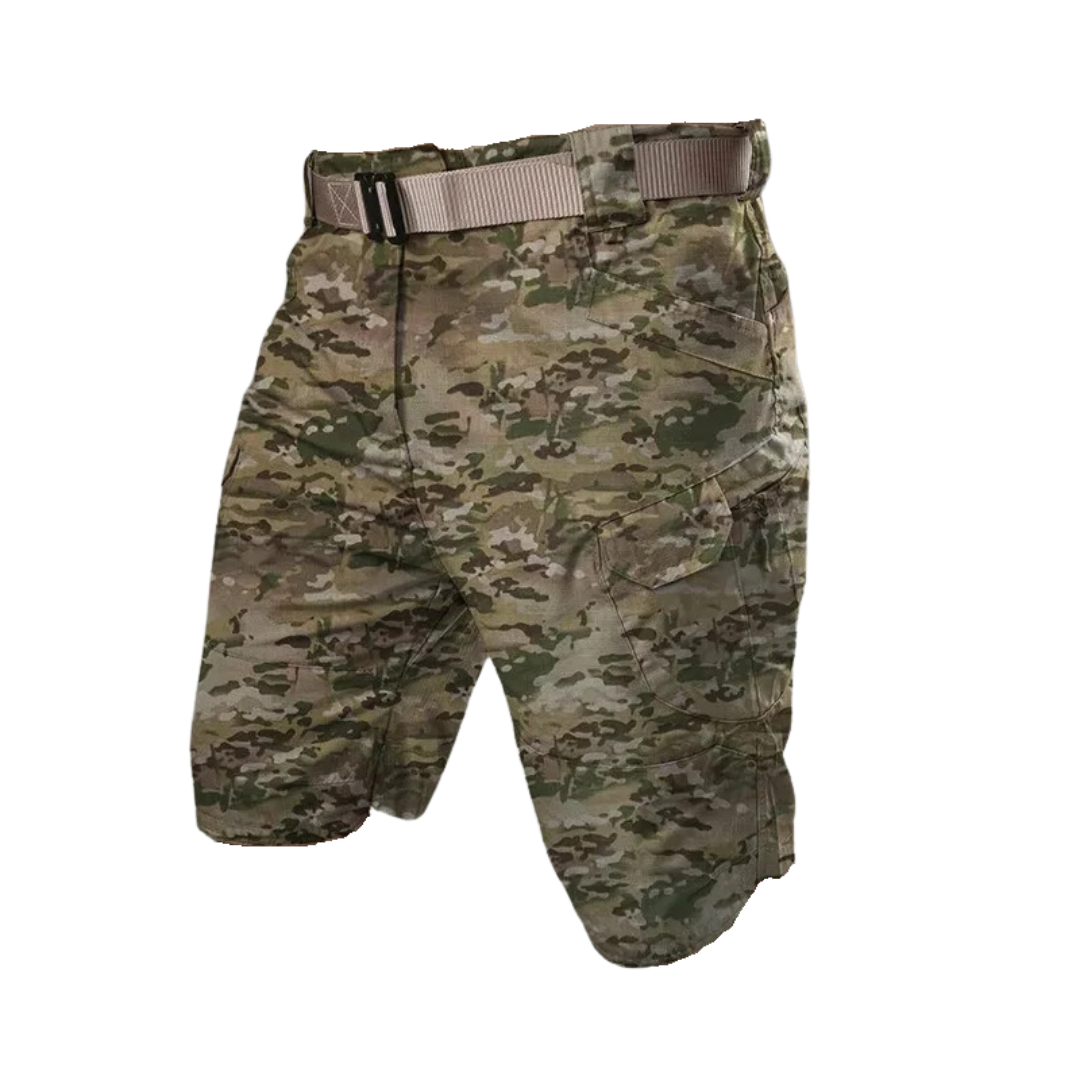 Men's outdoor shorts with 6 zip pockets - FlexTrek cargo shorts-Brown B-S-State of Style