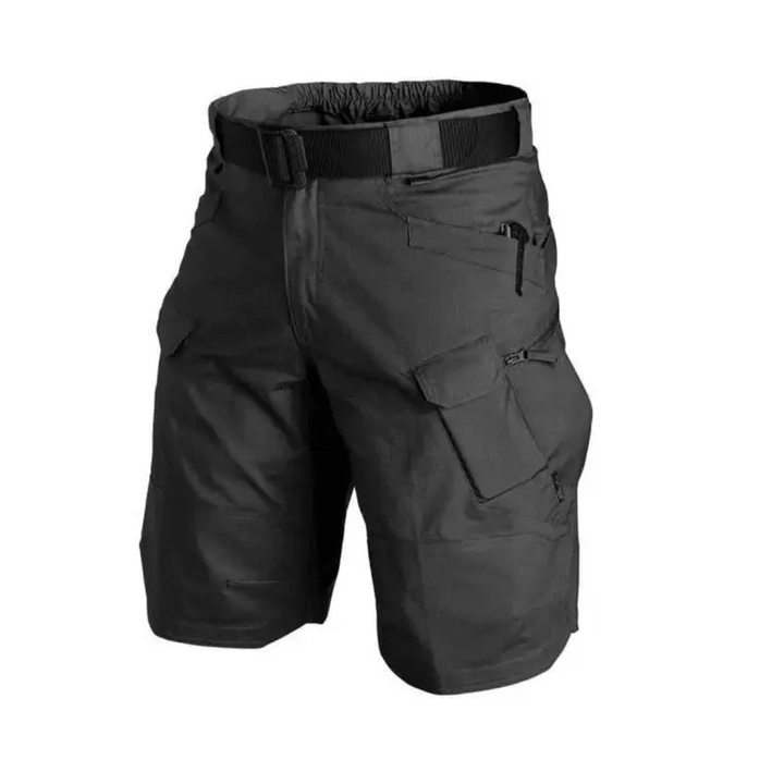 Men's outdoor shorts with 6 zip pockets - FlexTrek cargo shorts-Gray-S-State of Style