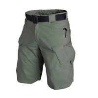 Men's outdoor shorts with 6 zip pockets - FlexTrek cargo shorts-Green-S-State of Style