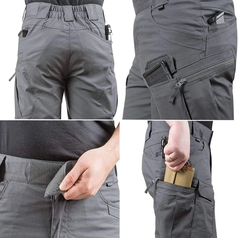 Men's outdoor shorts with 6 zip pockets - FlexTrek cargo shorts-Light brown-S-State of Style