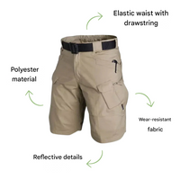 Men's outdoor shorts with 6 zip pockets - FlexTrek cargo shorts-Light brown-S-State of Style