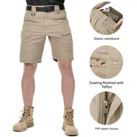 Men's outdoor shorts with 6 zip pockets - FlexTrek cargo shorts-Light brown-S-State of Style